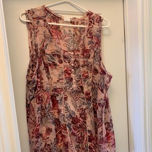 Flowy pink sheer floral sleeveless top